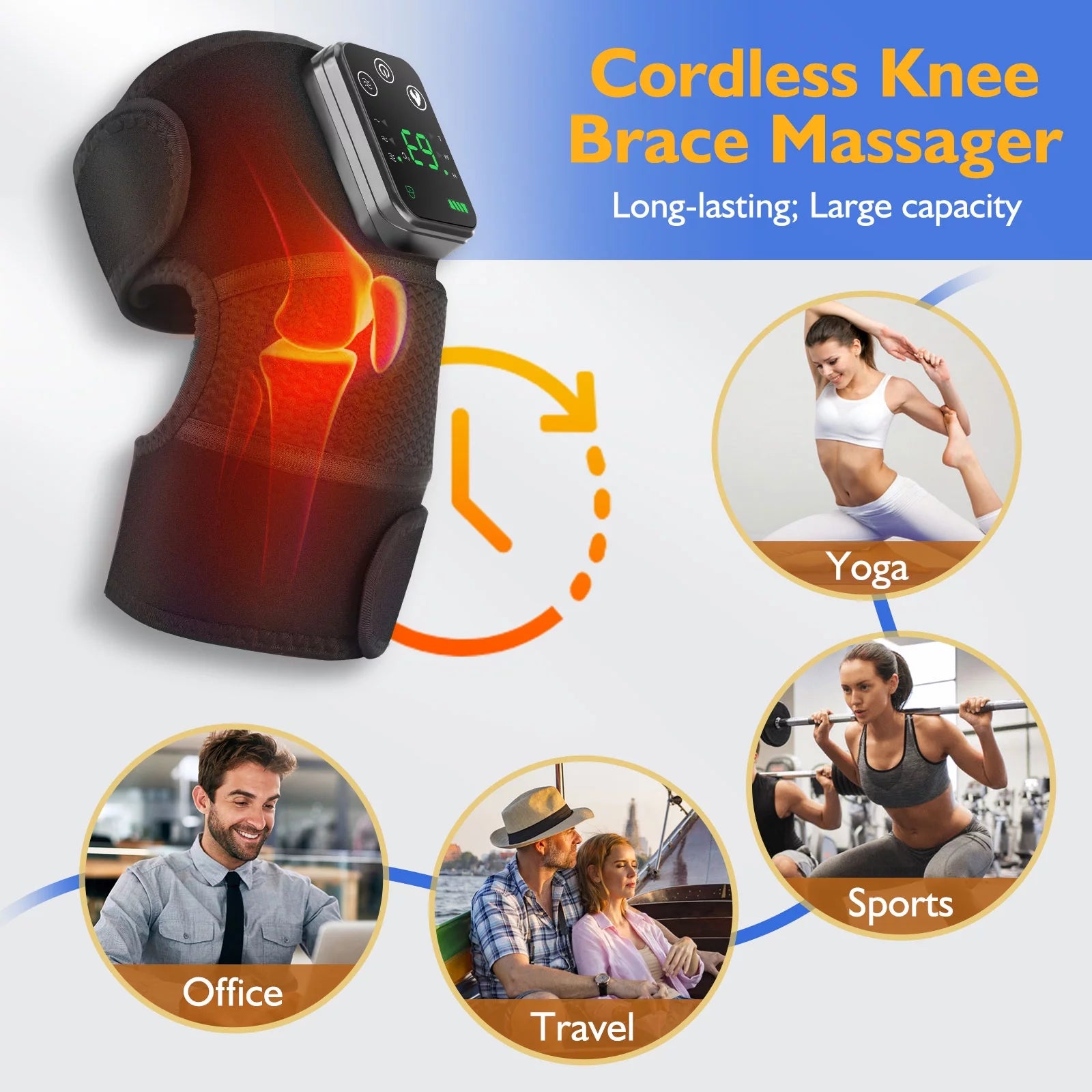 Experience Ultimate Comfort with Our 3-in-1 Heated Knee, Shoulder, and Elbow Support Brace Featuring Vibrating Massage - The Perfect Cordless Relaxation Device for Everyone!