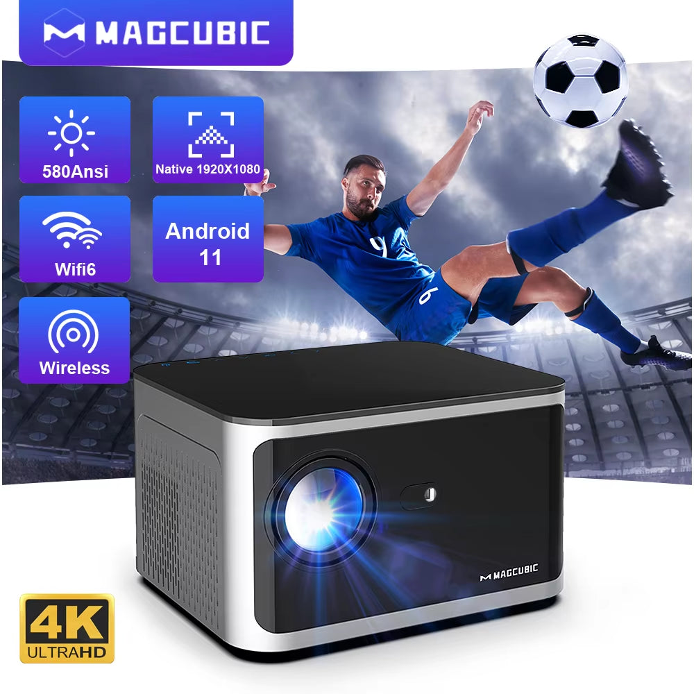 Elevate Your Home Cinema Experience with the Android 11 4K Smart Projector - Stunning 580 ANSI Lumens Brightness and Voice Control