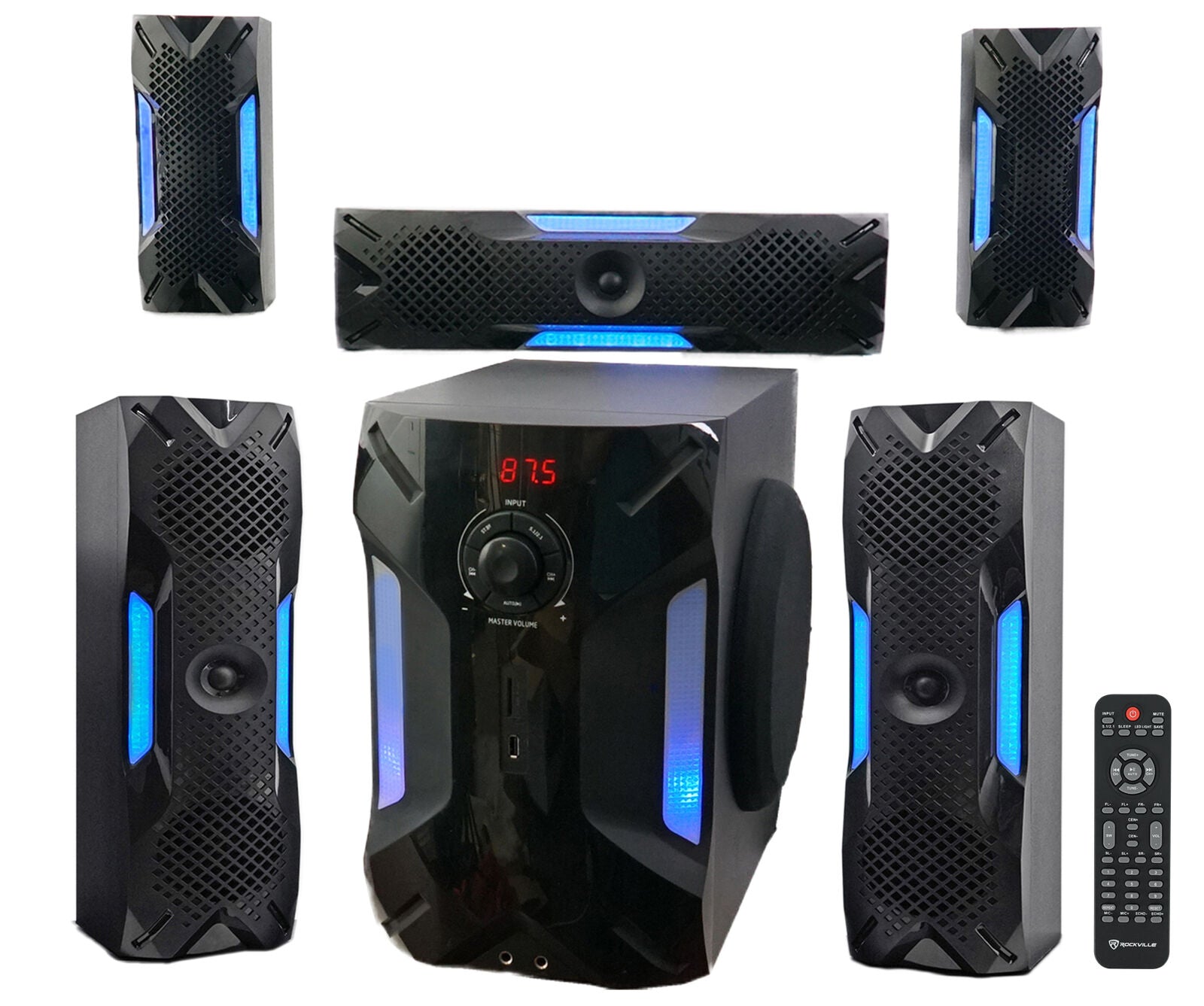Rockville HTS56 1000W 5.1 Channel Home Theater System with Bluetooth and USB - Unleash the Power of Surround Sound!