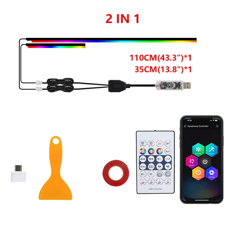 Transform Your Drive: 10-in-1 RGB LED Car Ambient Light Strip with USB and App Control for a Dreamy Atmosphere