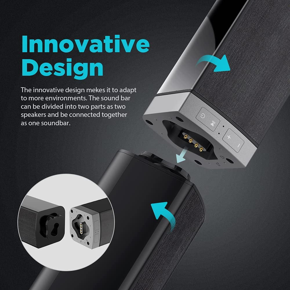 Transform Your Home Audio Experience with Our 50W Bluetooth Sound Bar – Versatile 2.0 Stereo System with Remote Control and Multiple Connectivity Options