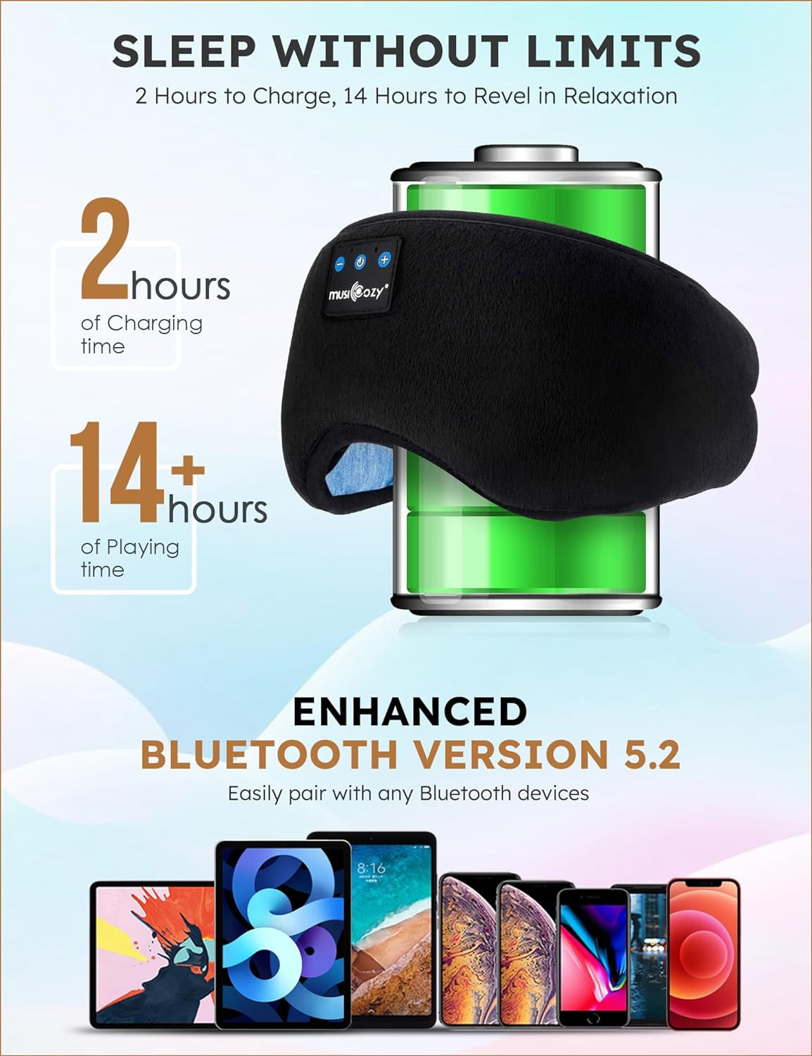 Experience Uninterrupted Sleep with the Bluetooth 5.4 Sleep Headphones Headband Eye Mask - Perfect for Side Sleepers and Relaxation!