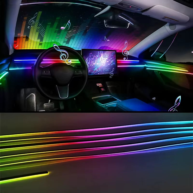 Transform Your Drive: 10-in-1 RGB LED Car Ambient Light Strip with USB and App Control for a Dreamy Atmosphere