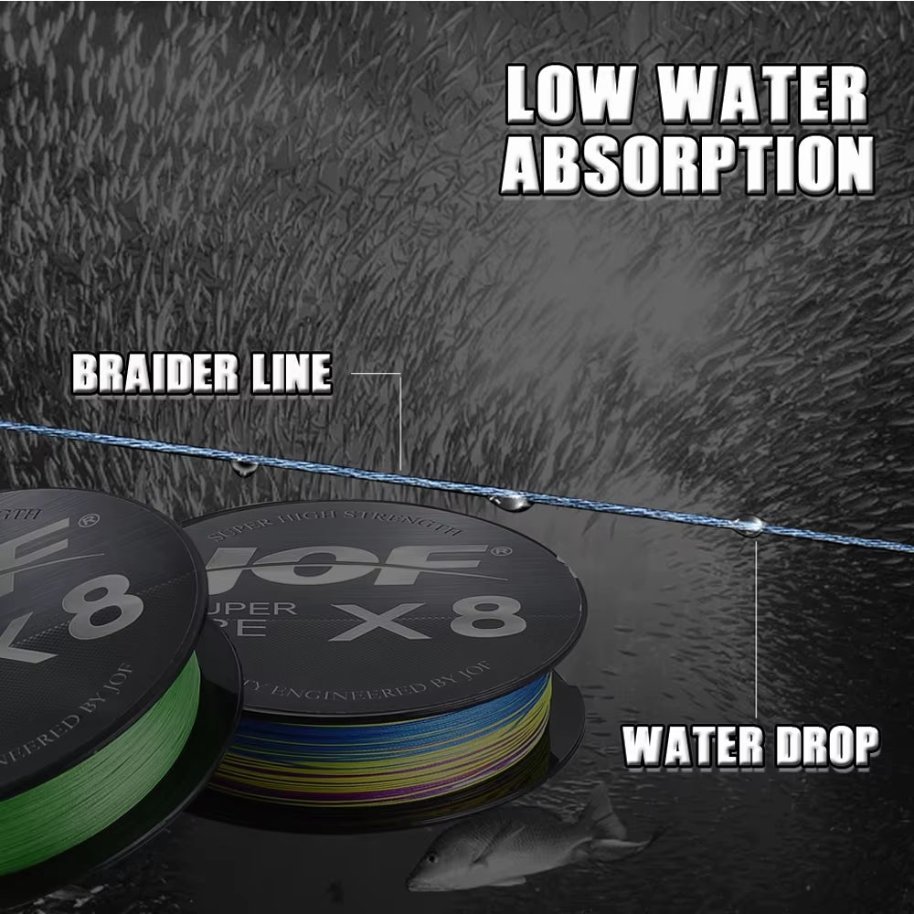 8-Strand Braided Fishing Line for Outdoor Use - 150M to 500M, Suitable for Sea, Ice, River, and Rock Fishing - 20-100LB Strength