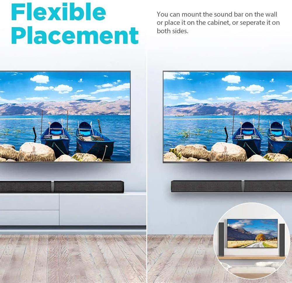 Transform Your Home Audio Experience with Our 50W Bluetooth Sound Bar – Versatile 2.0 Stereo System with Remote Control and Multiple Connectivity Options