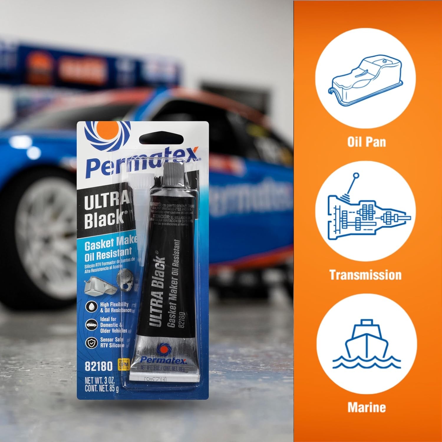 Maximize Oil Resistance with Permatex Ultra Black RTV Silicone Gasket Maker – Sensor Safe & Durable for High Flex Applications, 3 Oz