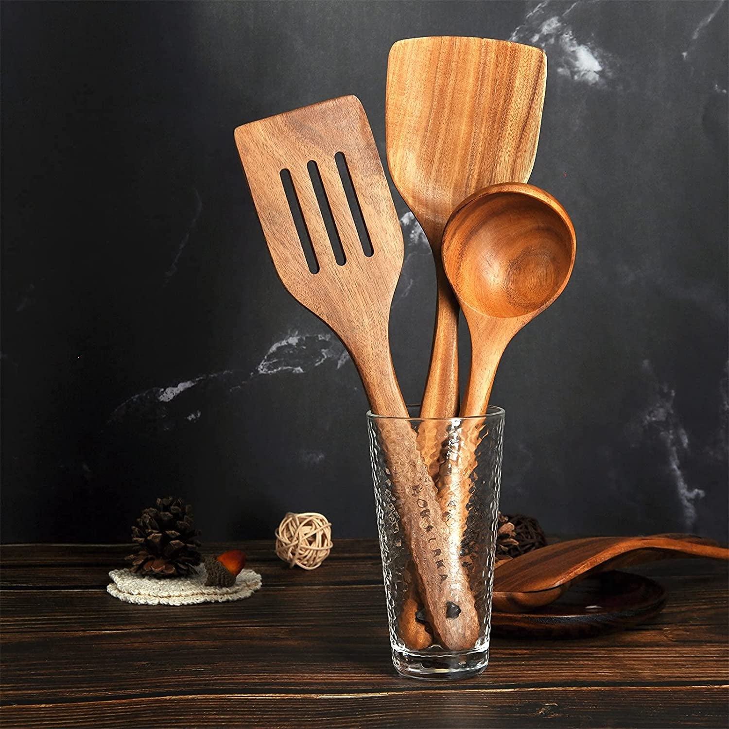 Elevate Your Culinary Experience with Our Premium 8-Piece Teak Wood Cooking Spoon Set