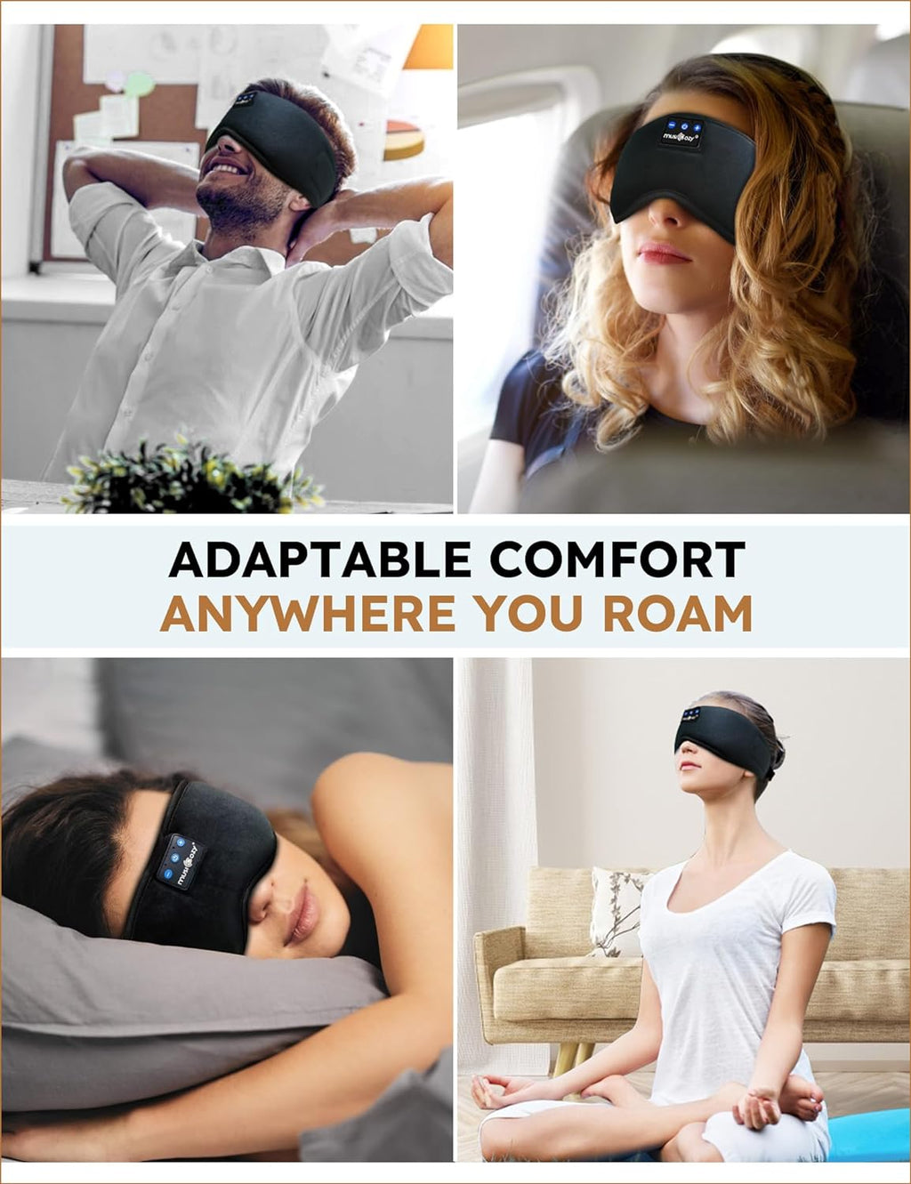 Experience Uninterrupted Sleep with the Bluetooth 5.4 Sleep Headphones Headband Eye Mask - Perfect for Side Sleepers and Relaxation!