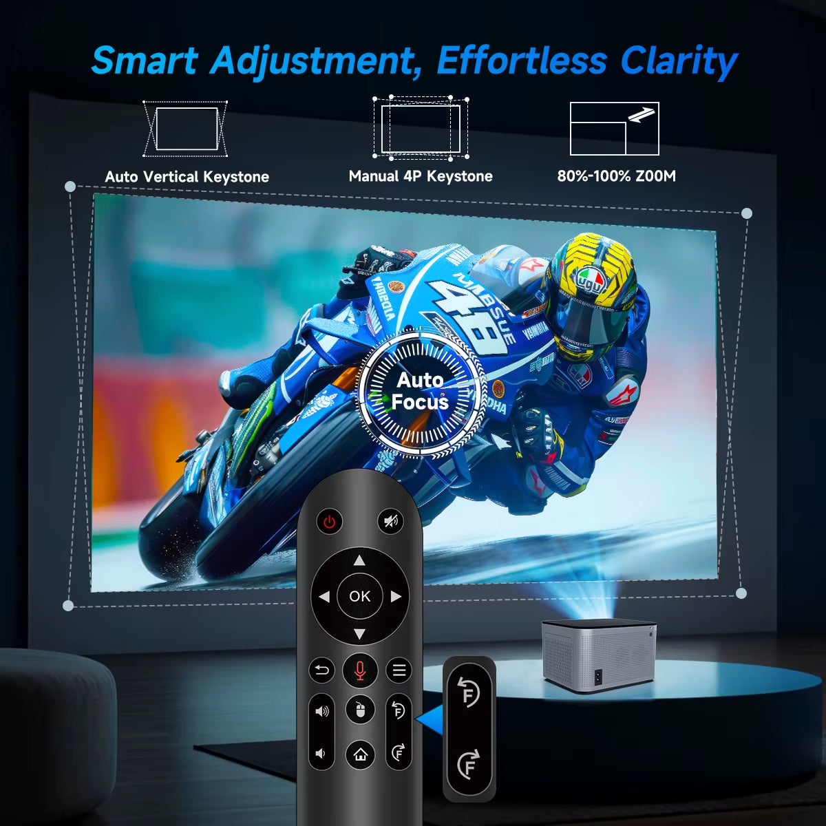 Elevate Your Home Cinema Experience with the Android 11 4K Smart Projector - Stunning 580 ANSI Lumens Brightness and Voice Control