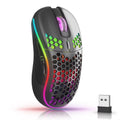 Elevate Your Gaming Experience with the 2.4GHz Wireless RGB Backlit Ergonomic Gaming Mouse - 6 Buttons, 3-Speed DPI, Type-C Rechargeable, and Stylish Honeycomb Design