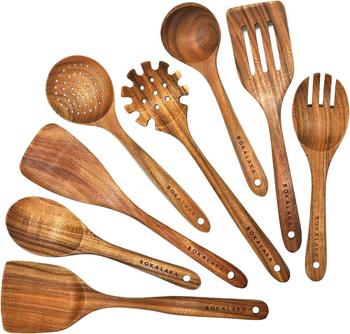 Elevate Your Culinary Experience with Our Premium 8-Piece Teak Wood Cooking Spoon Set