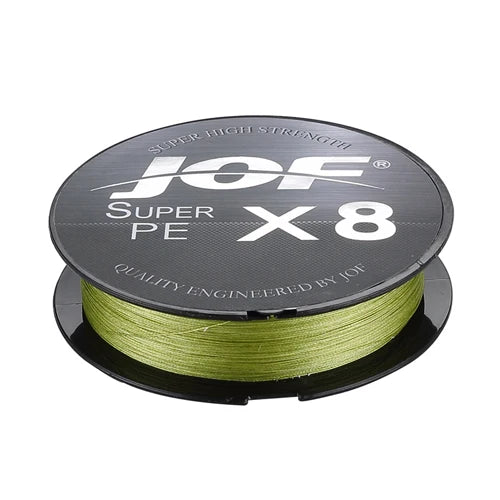 JOF 150M-500M 8 Strand Braided Outdoor Fishing Line Sea Fishing Ice Fishing River Fishing Rock Fishing Fishing Gear 20-100LB  X8 - Color: Low-Vis Green, Line Number: X8 150M 40LB 0.28MM