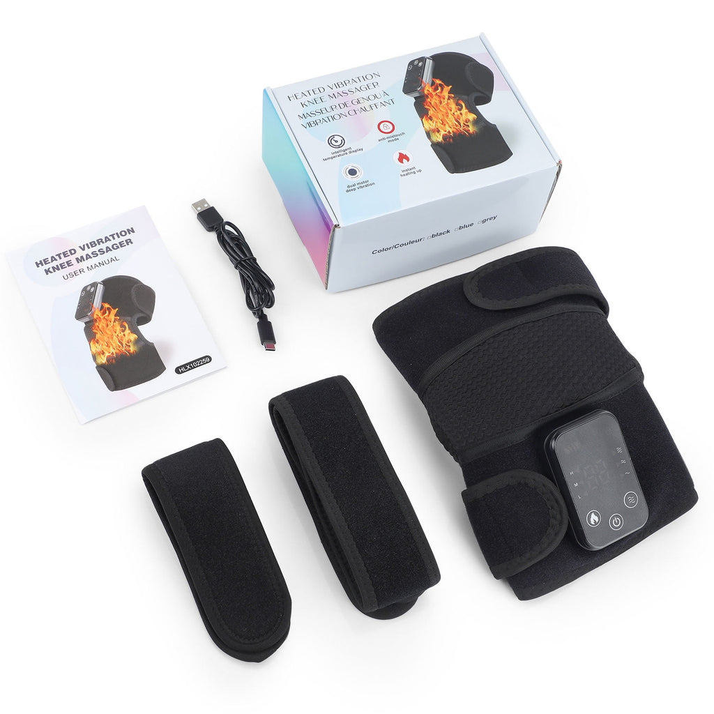 3 In1 Knee Shoulder Elbow Support Brace,Heated Knee Massager,Vibration Heating Pads for Relaxing Knee Shoulder Elbow,Cordless Massage Machine for Men Women