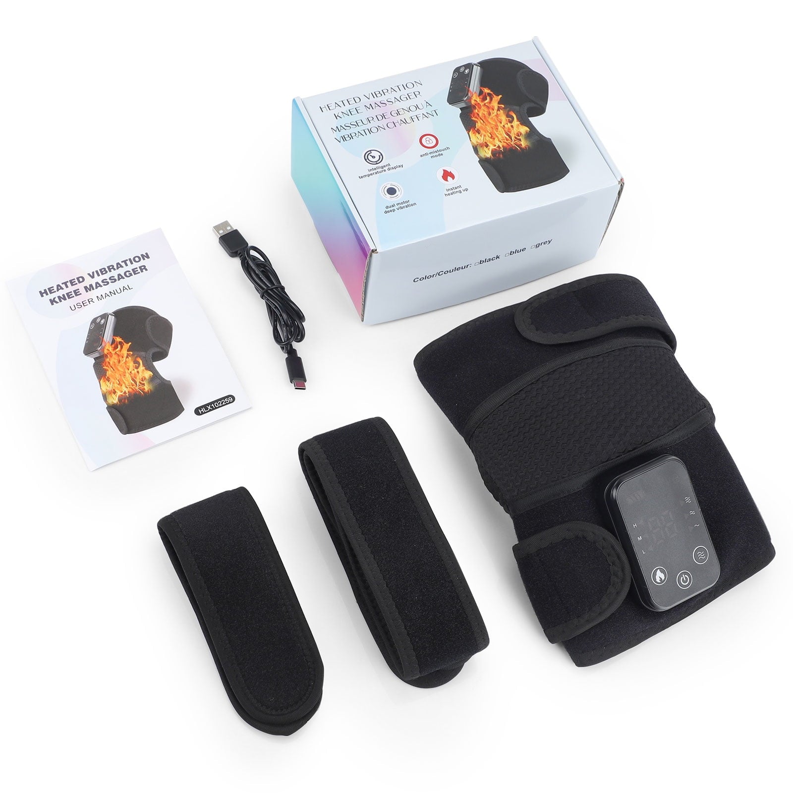 3 In1 Knee Shoulder Elbow Support Brace,Heated Knee Massager,Vibration Heating Pads for Relaxing Knee Shoulder Elbow,Cordless Massage Machine for Men Women