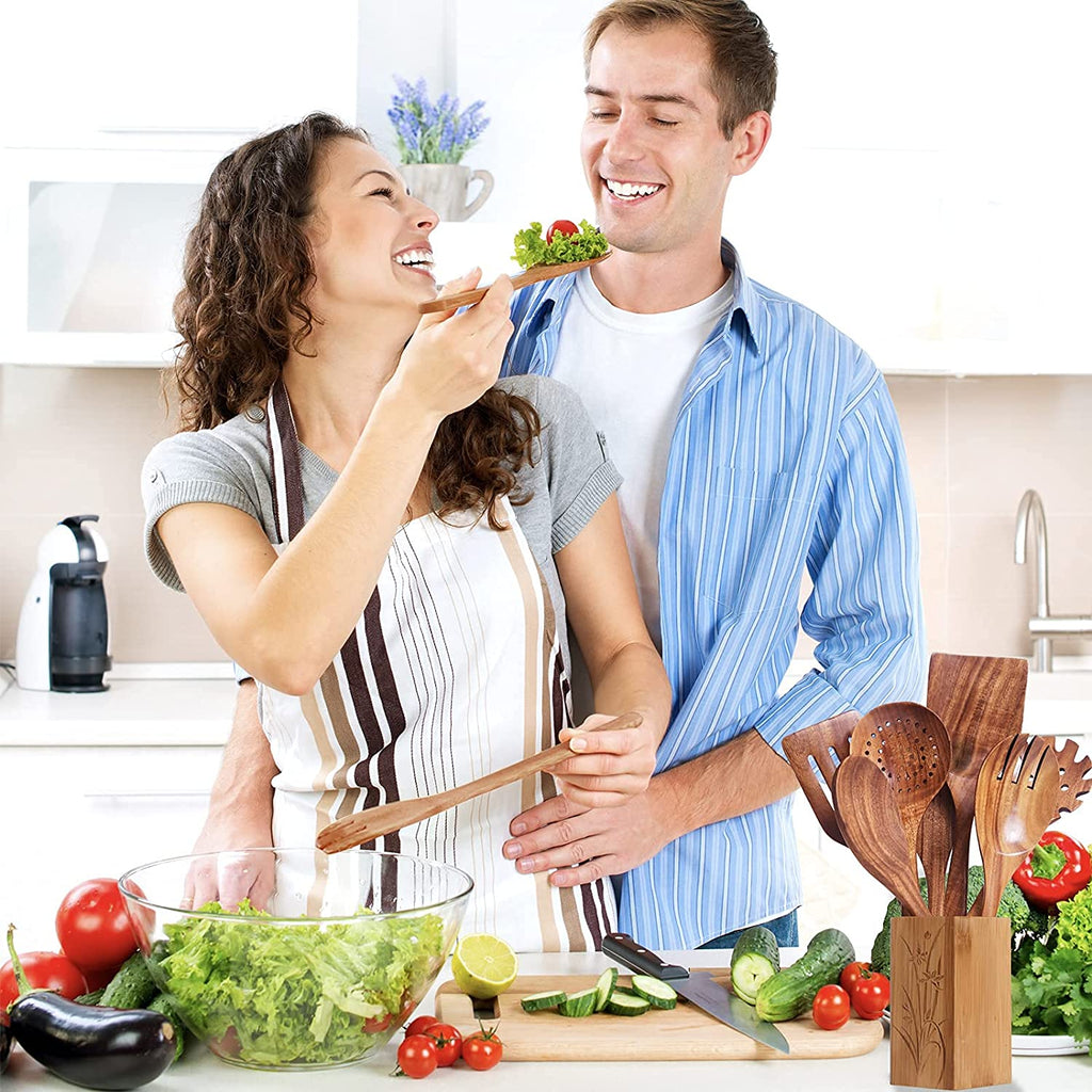 Elevate Your Culinary Experience with Our Premium 8-Piece Teak Wood Cooking Spoon Set