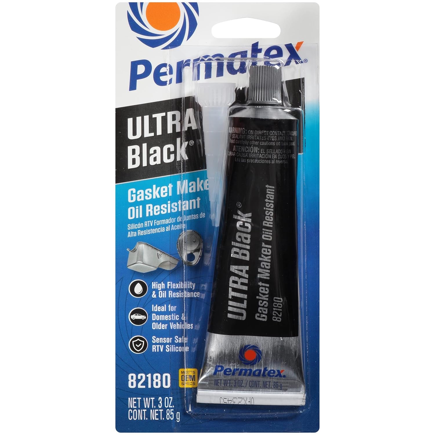 Maximize Oil Resistance with Permatex Ultra Black RTV Silicone Gasket Maker – Sensor Safe & Durable for High Flex Applications, 3 Oz