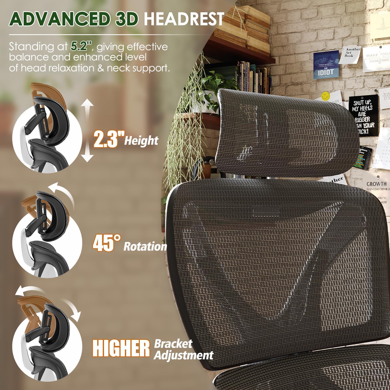 Ultimate Ergonomic Office Chair for Big and Tall - Mesh Design with Double Lumbar Support, 3D Rotating Armrests, Adjustable Headrest & Soft Cooling Seat - Supports Up to 350LBS for Work and Gaming in Grey