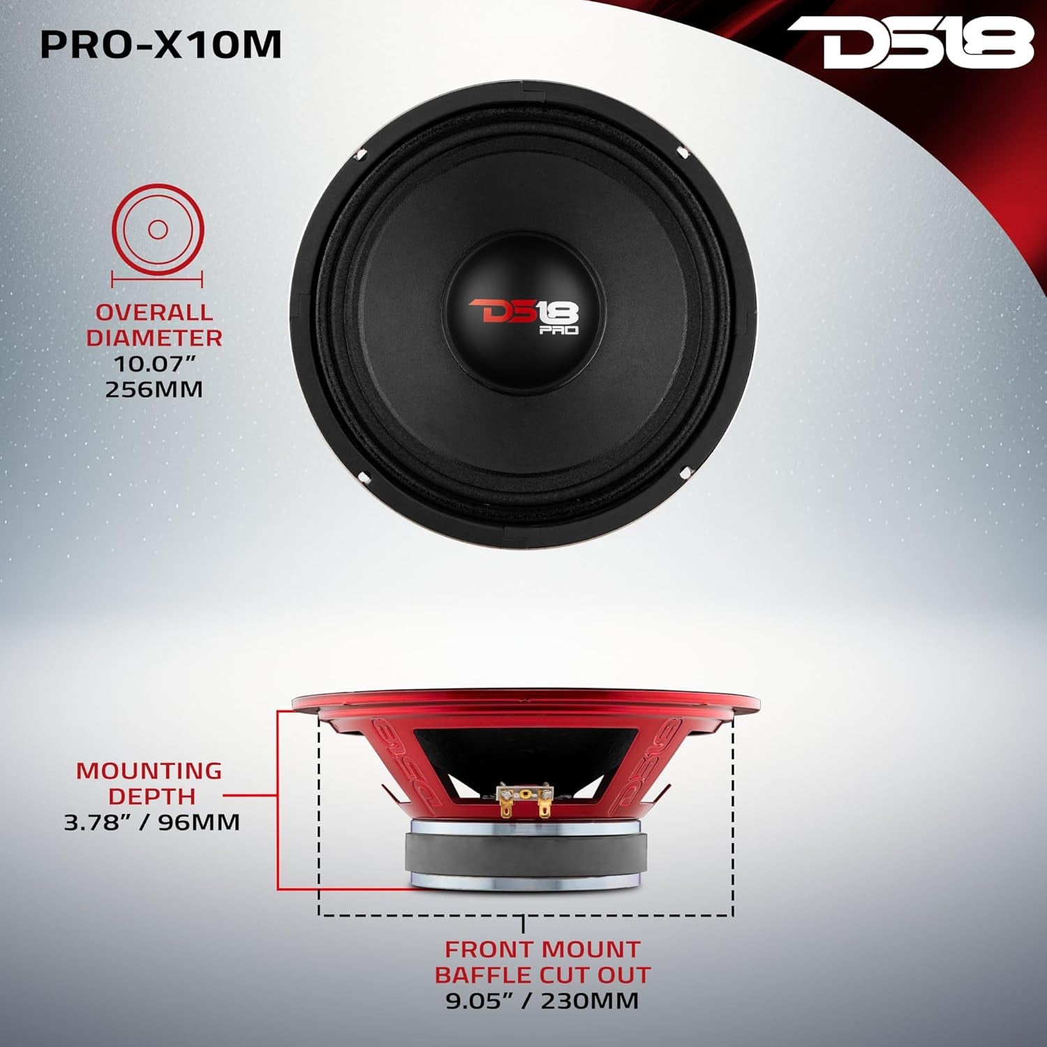 Experience Unmatched Sound Quality with the PRO-X10M 10" Midrange Loudspeaker - 600W Max Power, Perfect for Your Car or Truck Audio System