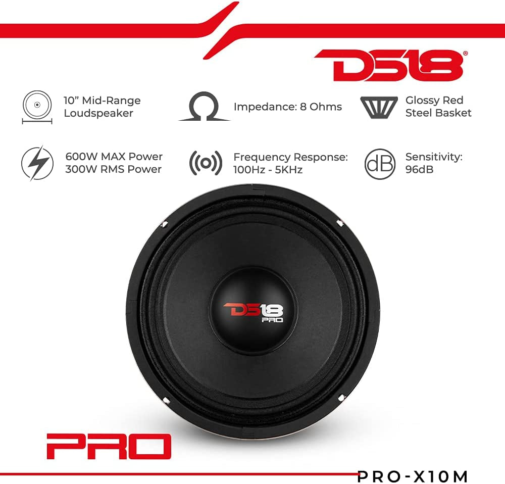 Experience Unmatched Sound Quality with the PRO-X10M 10" Midrange Loudspeaker - 600W Max Power, Perfect for Your Car or Truck Audio System