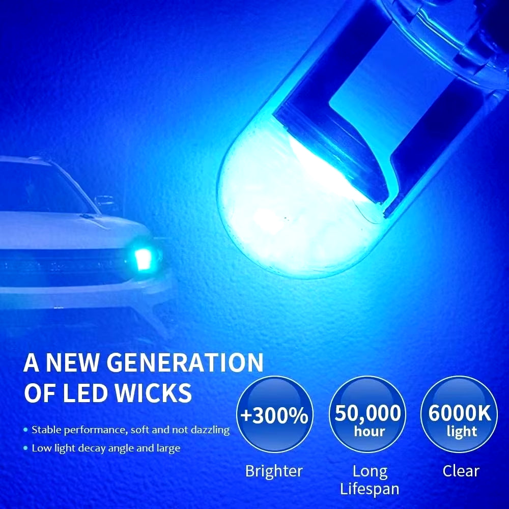 Upgrade Your Vehicle's Lighting with Our Versatile Car LED T10 W5W Canbus Bulbs - Bright 6000K Reading Dome, Marker, and License Plate Lights in White, Blue, or Red