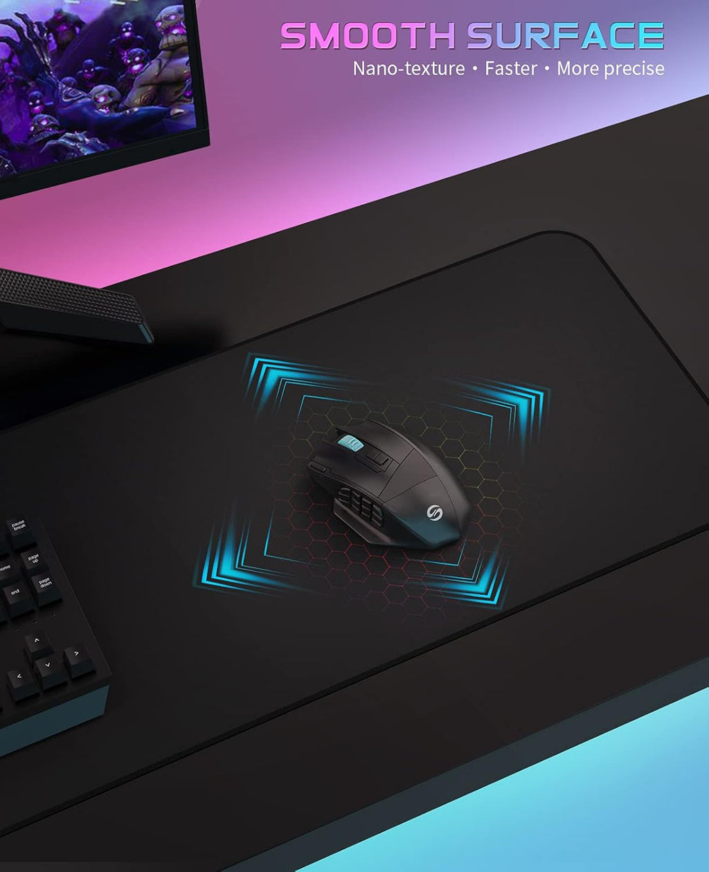 Experience Ultimate Precision with Our XL Black Stealth Gaming Mouse Pad - Waterproof, Non-Slip, and Designed for Comfort!