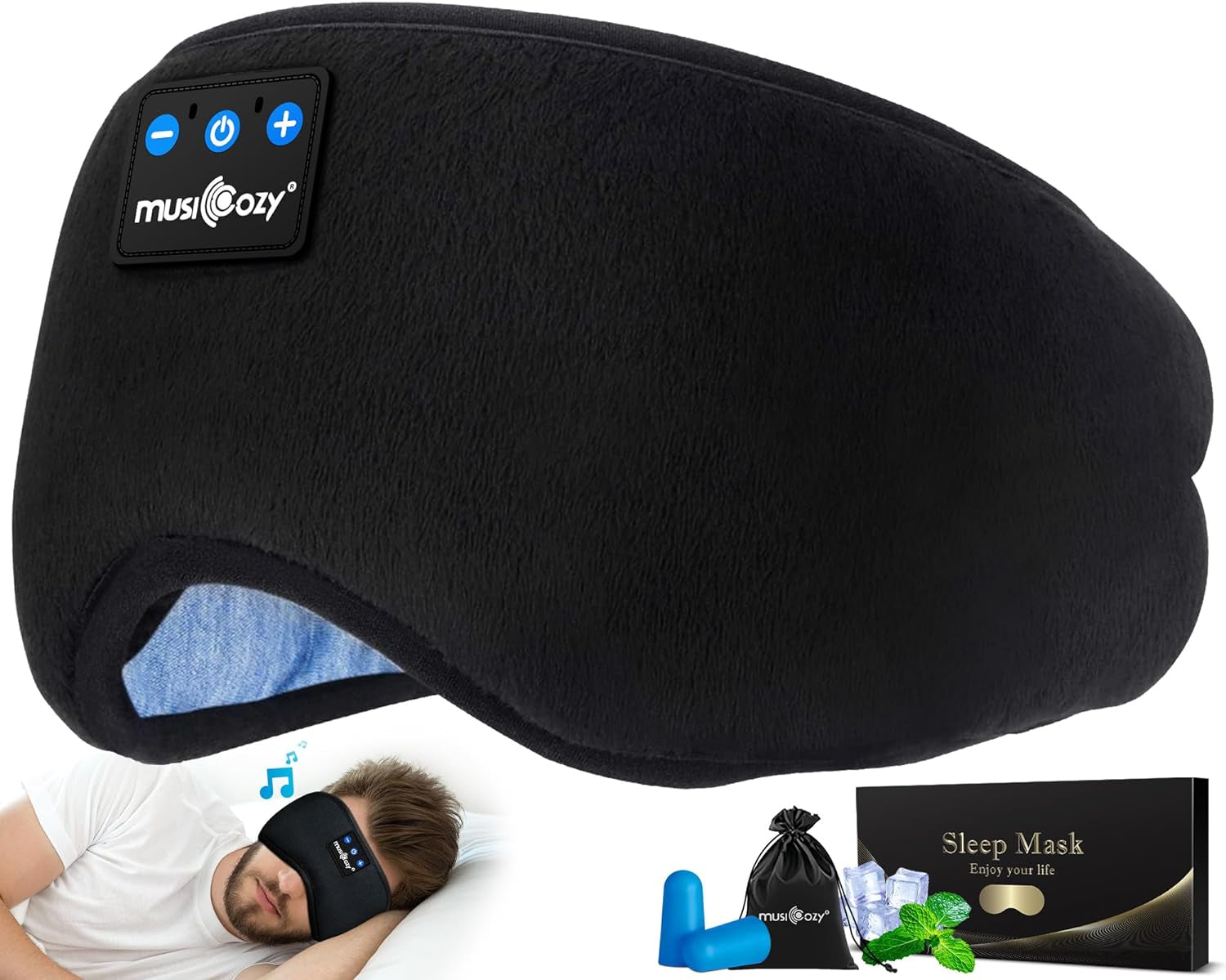 Experience Uninterrupted Sleep with the Bluetooth 5.4 Sleep Headphones Headband Eye Mask - Perfect for Side Sleepers and Relaxation!
