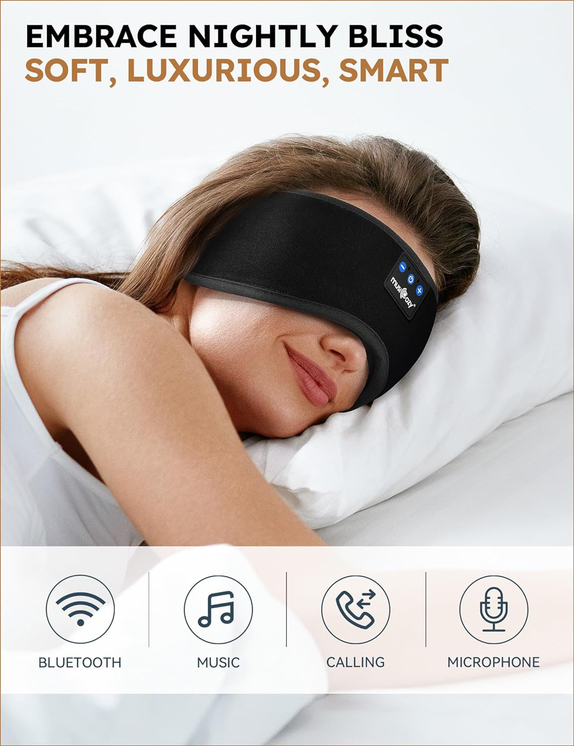 Experience Uninterrupted Sleep with the Bluetooth 5.4 Sleep Headphones Headband Eye Mask - Perfect for Side Sleepers and Relaxation!