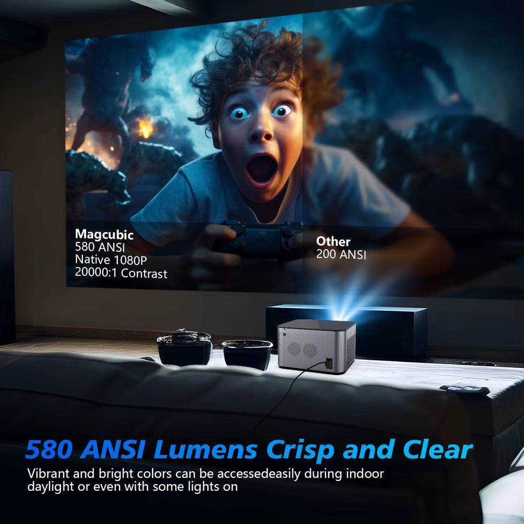 Elevate Your Home Cinema Experience with the Android 11 4K Smart Projector - Stunning 580 ANSI Lumens Brightness and Voice Control