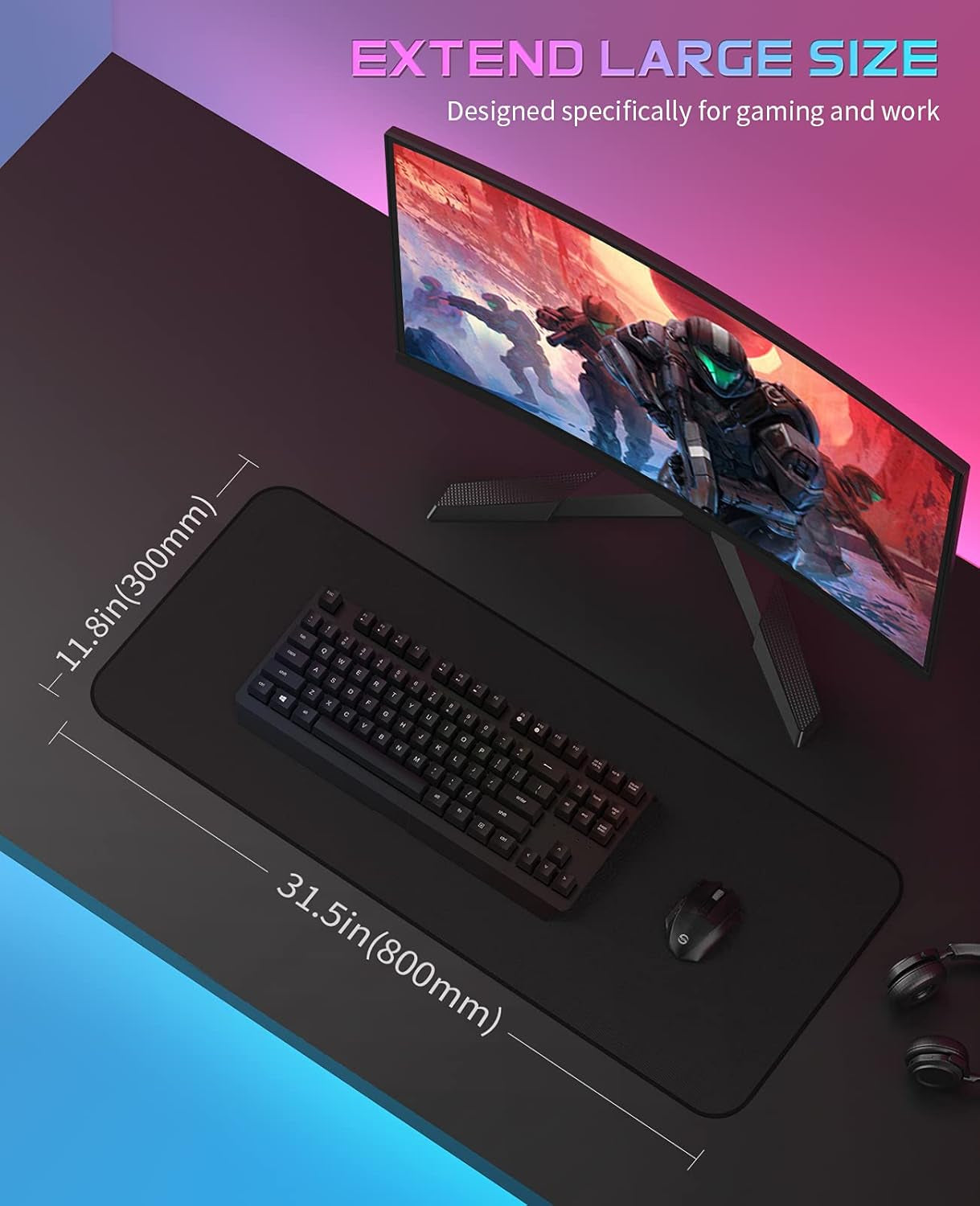 Experience Ultimate Precision with Our XL Black Stealth Gaming Mouse Pad - Waterproof, Non-Slip, and Designed for Comfort!