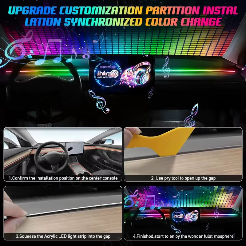 Transform Your Drive: 10-in-1 RGB LED Car Ambient Light Strip with USB and App Control for a Dreamy Atmosphere