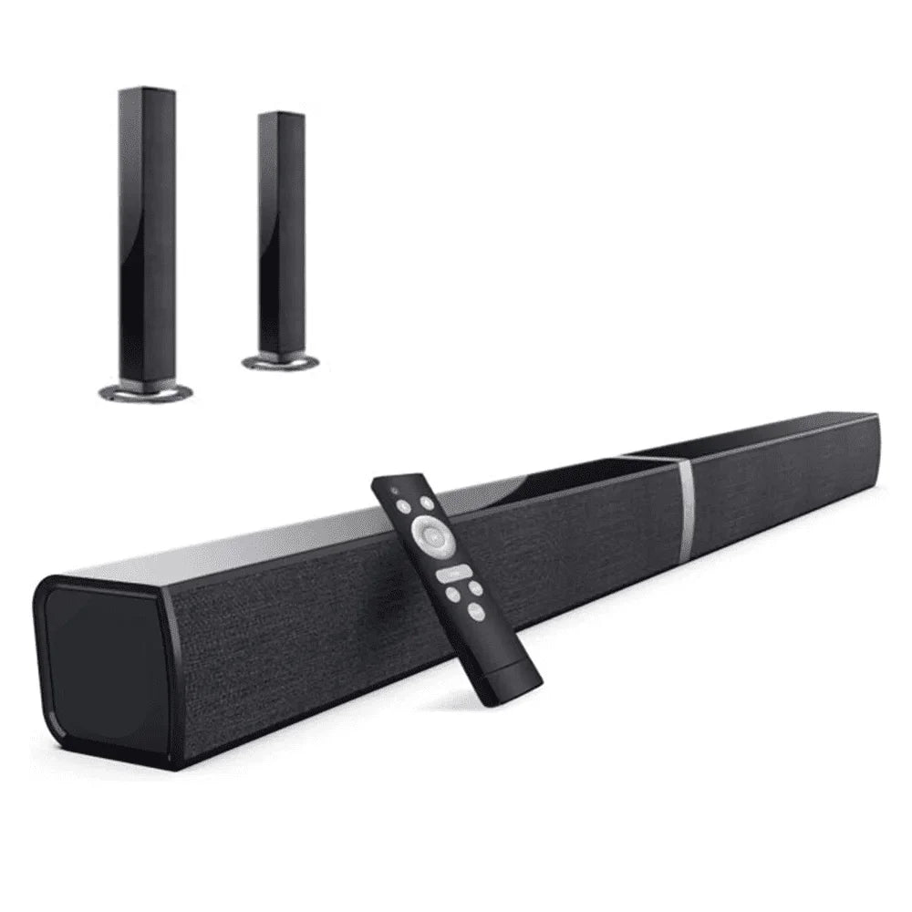 Transform Your Home Audio Experience with Our 50W Bluetooth Sound Bar – Versatile 2.0 Stereo System with Remote Control and Multiple Connectivity Options
